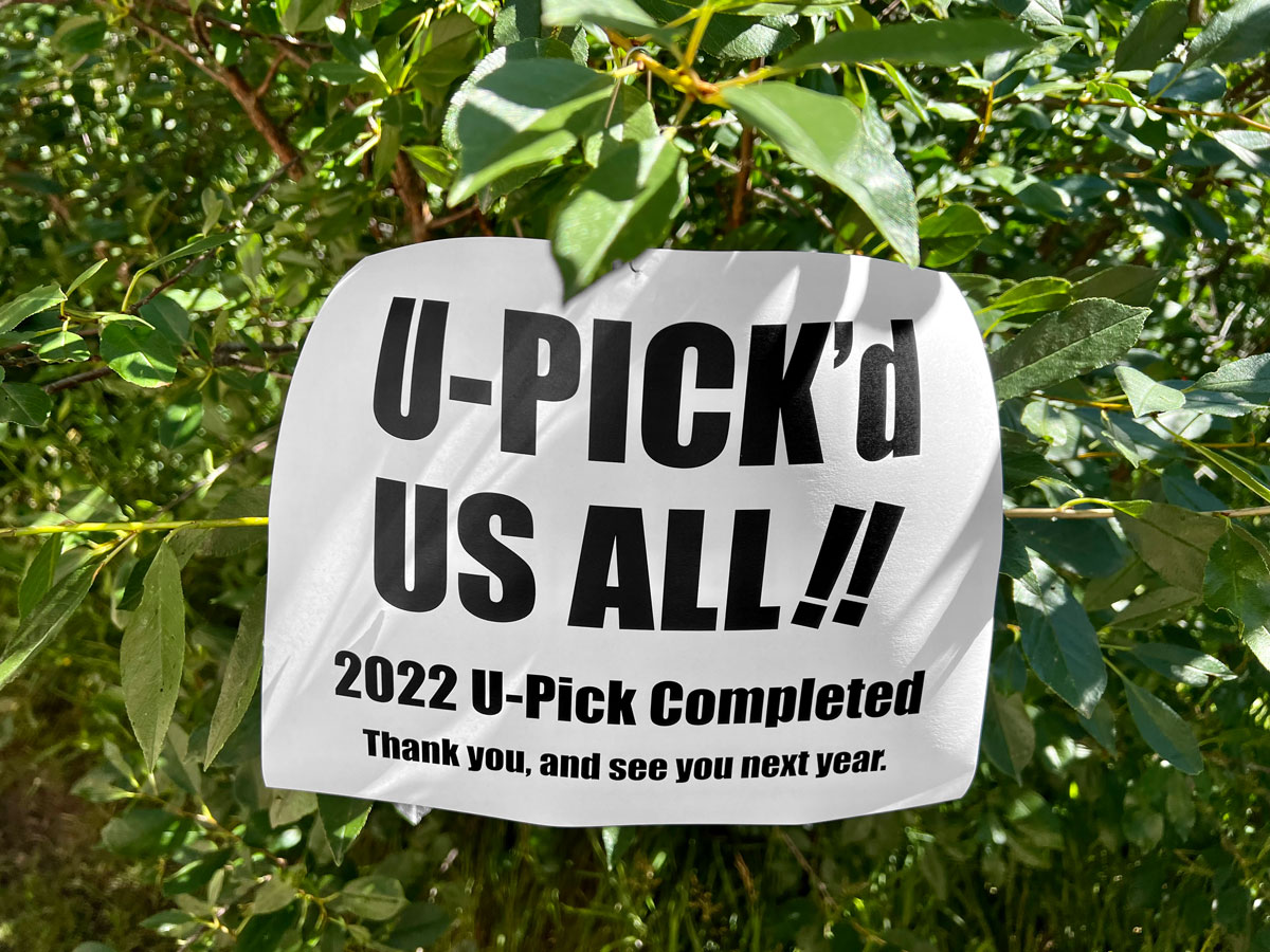 U-PICK'd us all! 2022 U-pick completed.